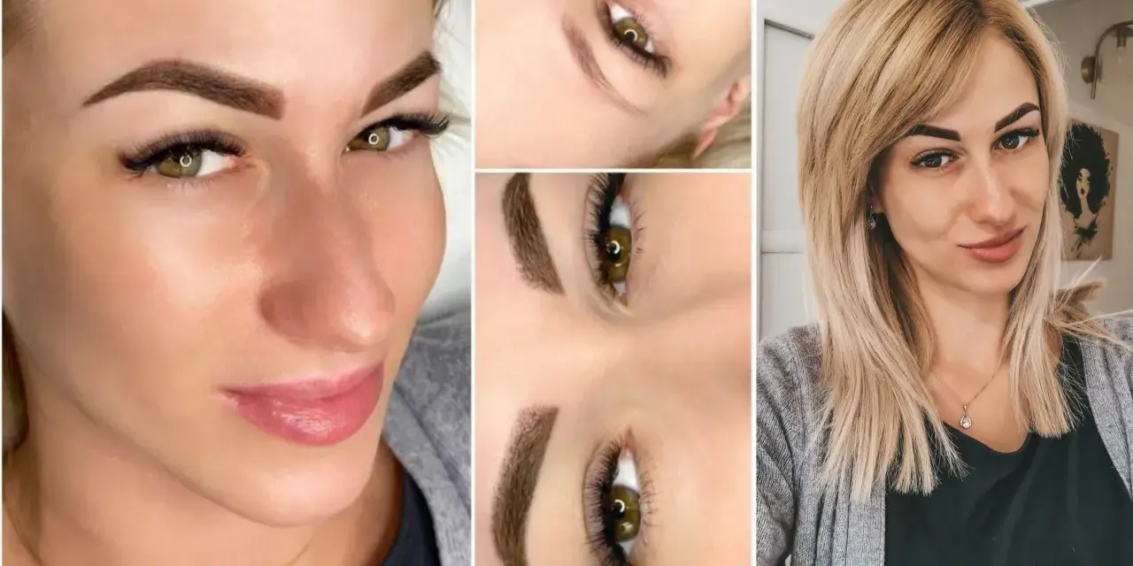Kobieta z perfekcyjnymi brwiami po makijażu permanentnym. Zastanawiasz się, ile trwa makijaż permanentny brwi? To szybki zabieg!