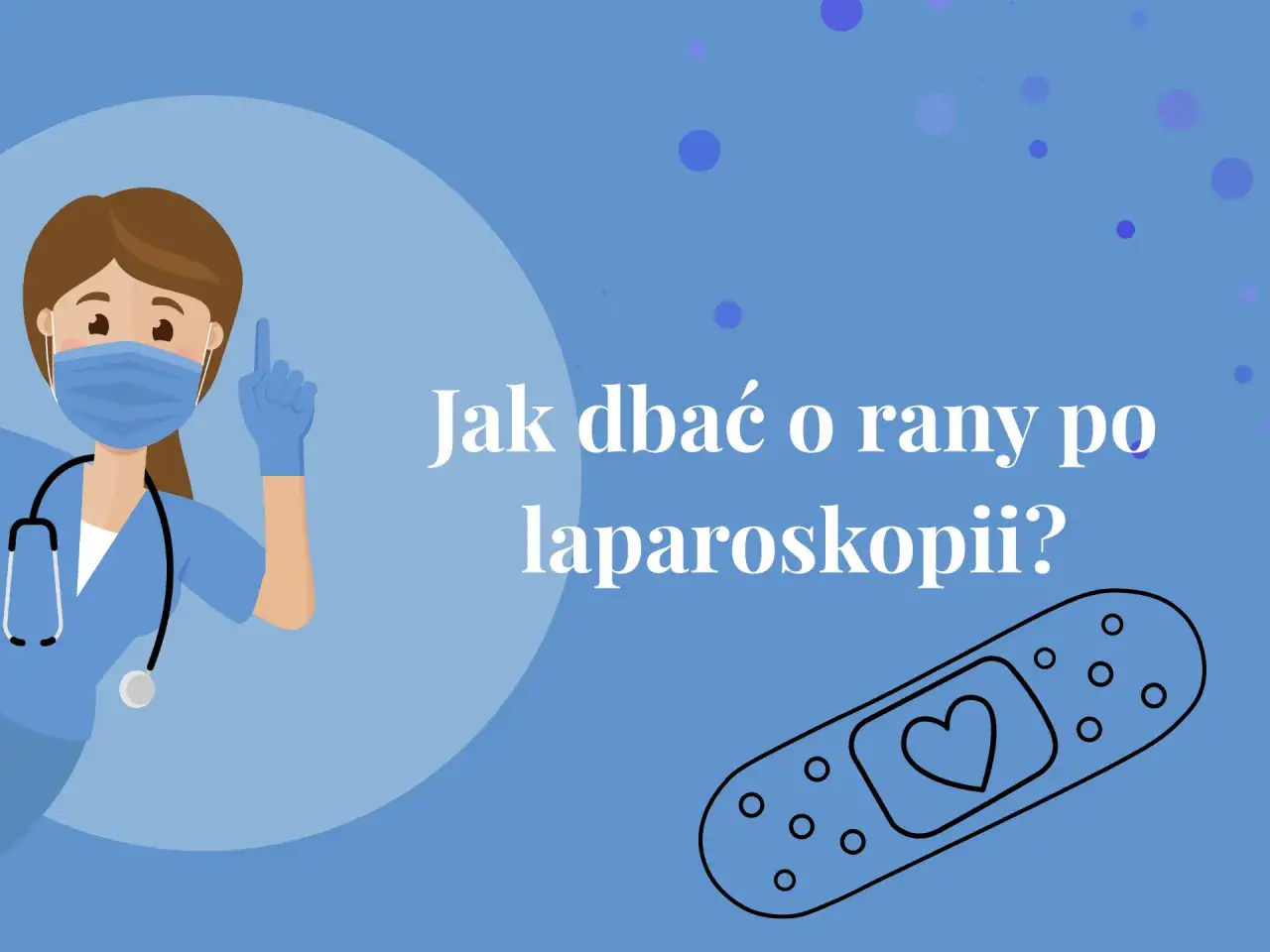 Pielęgniarka w maseczce i rękawiczkach pokazuje palcem na tekst 